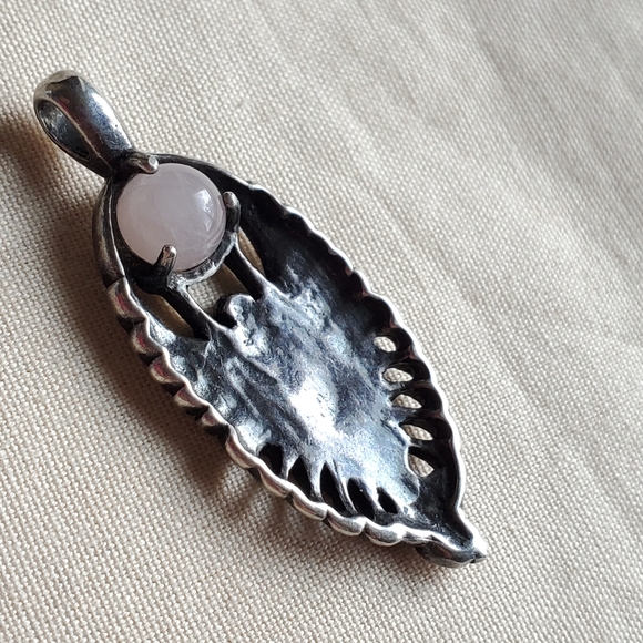Silver Goddess Pendant with Rose Quartz Ball - Picture 3 of 6